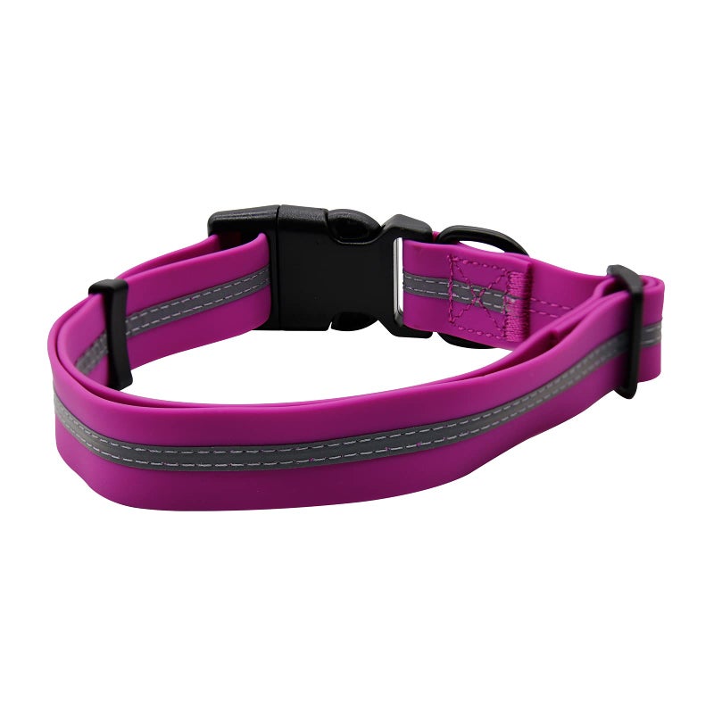 NIMBLE Dog Collar Waterproof Pet Collars Anti-Odor Durable Adjustable Polyester Soft with Reflective Cloth Stripe Basic Dog Collars S/M/L Sizes (Medium (11.81â€-18.5â€inches), Rose Purple) - Image 2
